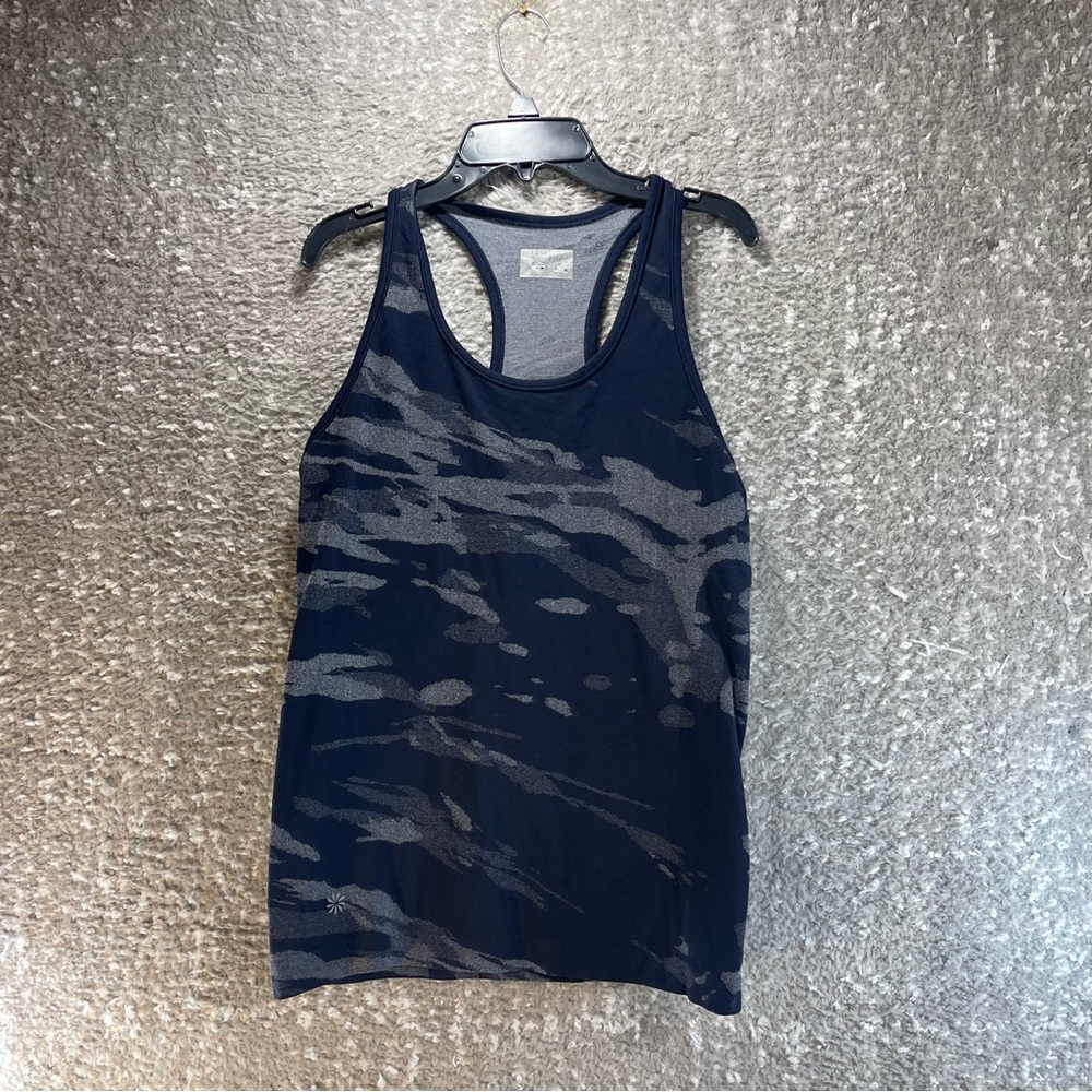 Athleta Blue/Gray Camo‎ Racerback Tank Top Women's Size M Nylon Blend